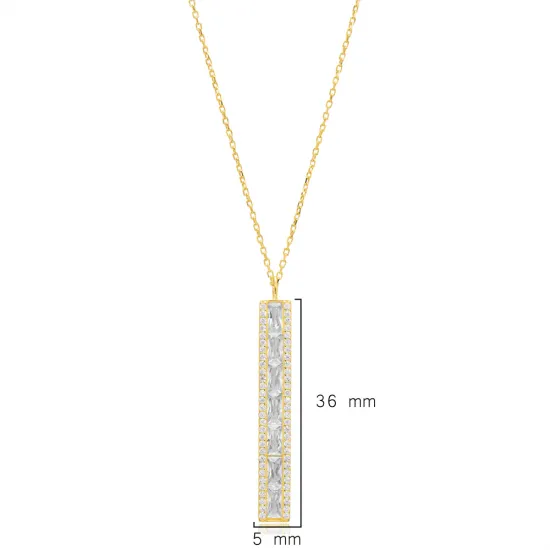 Turkish CZ Baguette Shape 925 Sterling Silver Pendant Turkish CZ Baguette Shape 925 Sterling Silver Pendant