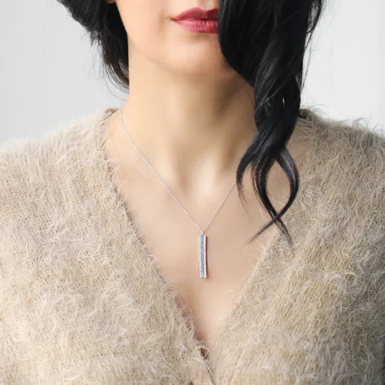 Turkish CZ Baguette Shape 925 Sterling Silver Pendant Turkish CZ Baguette Shape 925 Sterling Silver Pendant