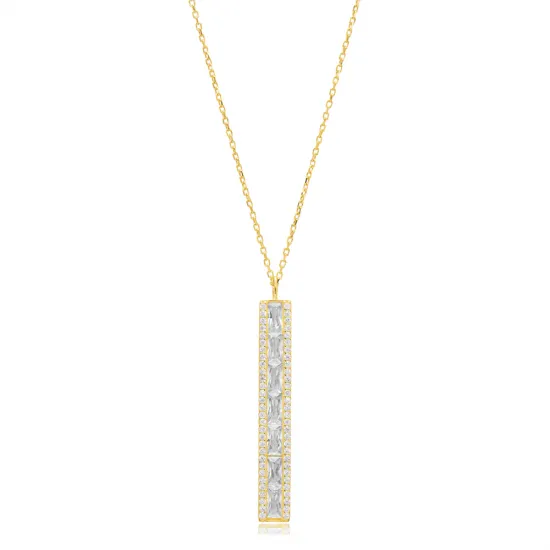 Turkish CZ Baguette Shape 925 Sterling Silver Pendant Turkish CZ Baguette Shape 925 Sterling Silver Pendant