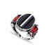 Black Oval Red Side Stone Men 925 Sterling Silver Ring