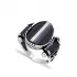 Black Oval Black Side Stone Men Sterling Silver Ring