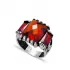 Orange Cushion Three Stone Men 925 Sterling Silver Ring