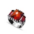 Orange Cushion Three Stone Men 925 Sterling Silver Ring