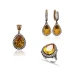 Amber Pear Halo 925 Sterling Silver Jewelry Set