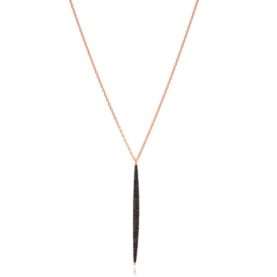 Black Long Marquise CZ 925 Sterling Silver Necklace