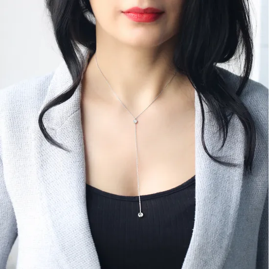 Turkish 925 Sterling Silver Lariat Necklace