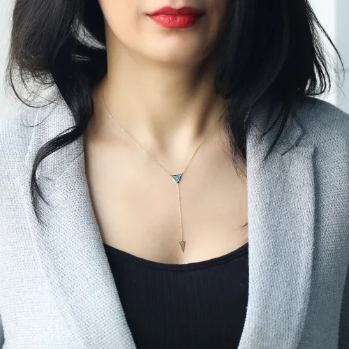 Turkish New Lariat Triangle Turquoise Silver Necklace