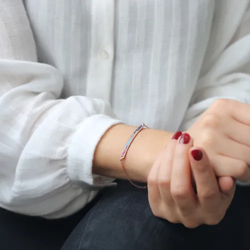 Turkish Thin Pave Bar 925 Sterling Silver Bracelet Turkish Thin Pave Bar 925 Sterling Silver Bracelet