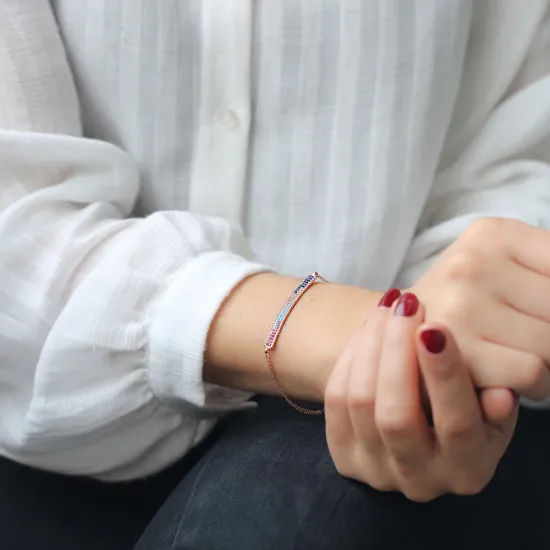 Turkish Thin Pave Bar 925 Sterling Silver Bracelet Turkish Thin Pave Bar 925 Sterling Silver Bracelet