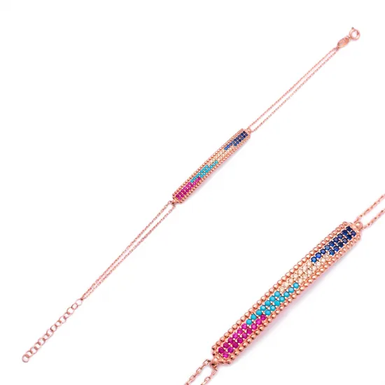 Turkish Thin Pave Bar 925 Sterling Silver Bracelet Turkish Thin Pave Bar 925 Sterling Silver Bracelet