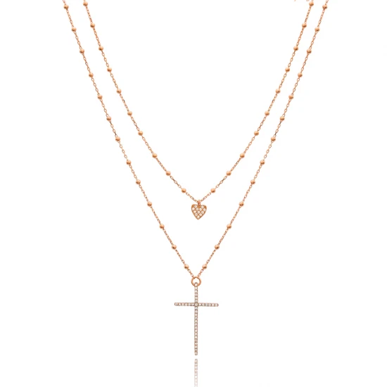 Turkish Stoned Layered Cross Sterling Silver Pendant