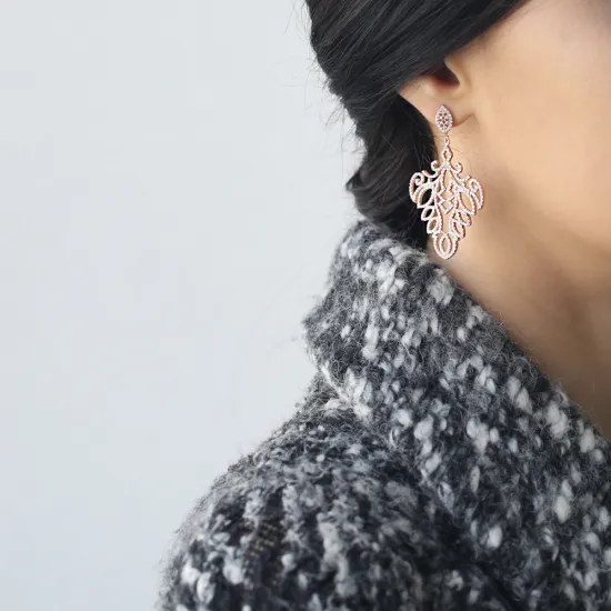 Turkish Chandelier Earrings in 925 Sterling Silver | 925 Sterling Silver Wholesale | Sade Silver Turkish Chandelier Earrings in 925 Sterling Silver - Sade 925 Silver Jewelry