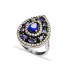 Blue Pear Concentric Halo CZ 925 Sterling Silver Ring