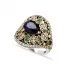 Blue Green Pear Floral Halo CZ 925 Sterling Silver Ring