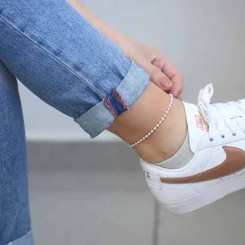 Turkish Minimalist Pearl 925 Sterling Silver Anklet