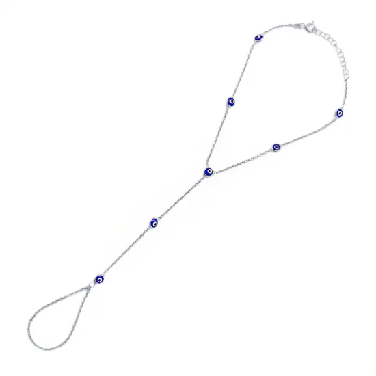 Turkish Evil Eye Finger 925 Sterling Silver Bracelet