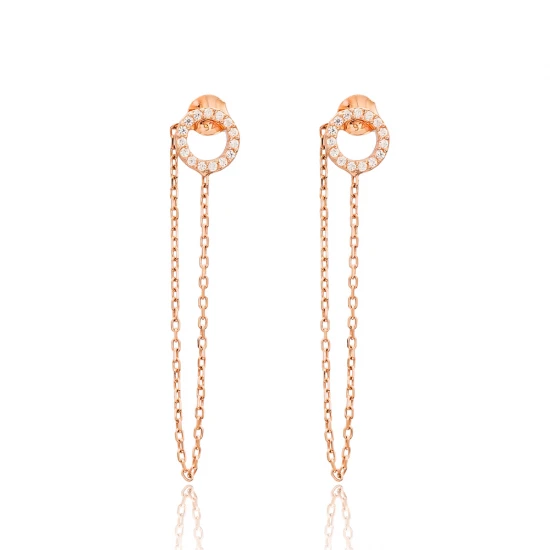 Turkish Push Back Ear Thread Chain Silver Earrings Turkish Push Back Ear Thread Chain Silver Earrings