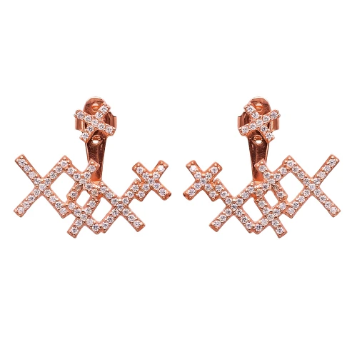 Clear X Lattice CZ 925 Sterling Silver Ear Jackets