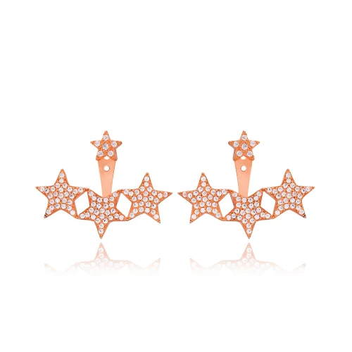 Clear Star Row CZ 925 Sterling Silver Ear Jackets
