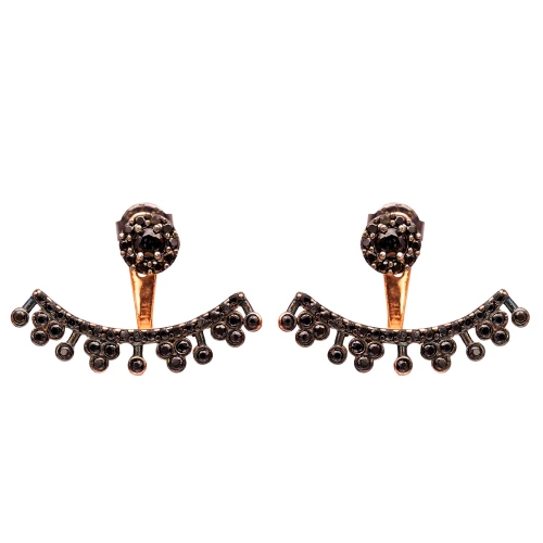 Turkish 925 Sterling Silver Light Black CZ Earrings