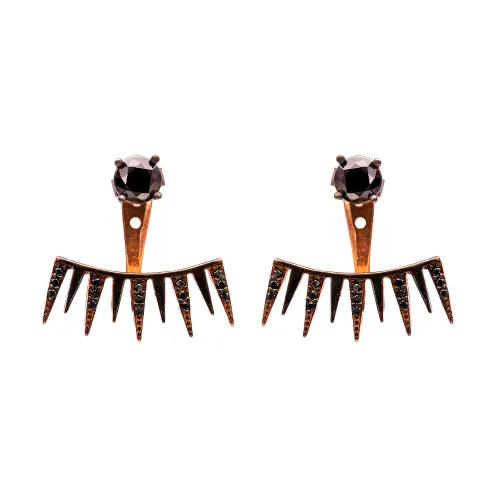 Turkish 925 Silver Light Black CZ Earrings