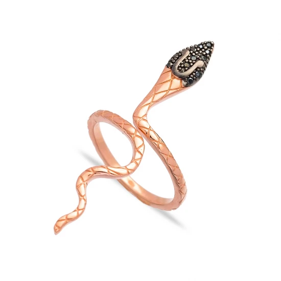 Turkish Black CZ Snake Shape Adjustable 925 Silver Ring Turkish Black CZ Snake Shape Adjustable 925 Silver Ring