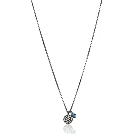 Turkish 925 Sterling Silver Minimal Evil Eye Pendant