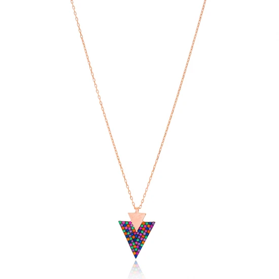 Turkish Inlaid Triangle Pendant in 925 Sterling Silver Turkish Inlaid Triangle Pendant in 925 Sterling Silver