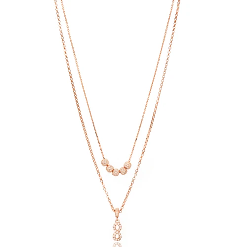 Clear Leaf Double Layer CZ 925 Sterling Silver Necklace
