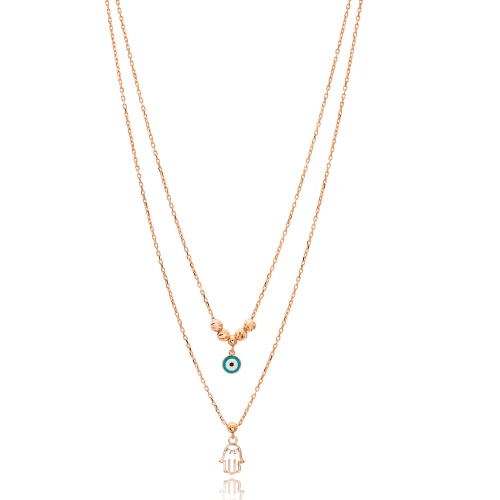 Turkish Hamsa Evil Eye Layered Sterling Silver Pendant