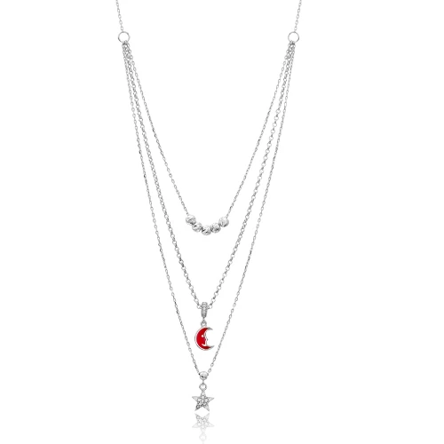 Turkish Moon Crest Layered 925 Sterling Silver Pendant