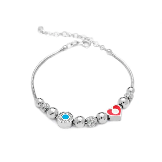Turkish Enamel Heart Sterling Silver Bracelet Turkish Enamel Heart Sterling Silver Bracelet