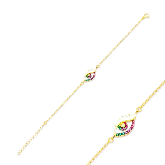 Turkish New Rainbow Evil Eye Sterling Silver Bracelet Turkish New Rainbow Evil Eye Sterling Silver Bracelet