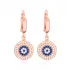 Turkish Evil Eye Round Dangle Sterling Silver Earrings