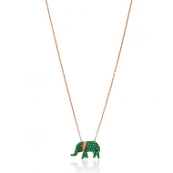 Turkish Emerald Elephant 925 Sterling Silver Pendant