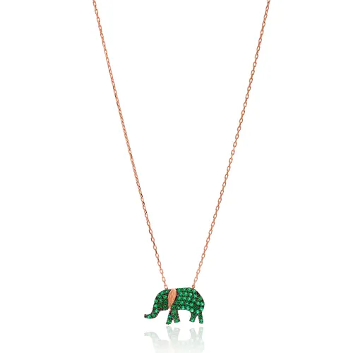 Turkish Emerald Elephant 925 Sterling Silver Pendant