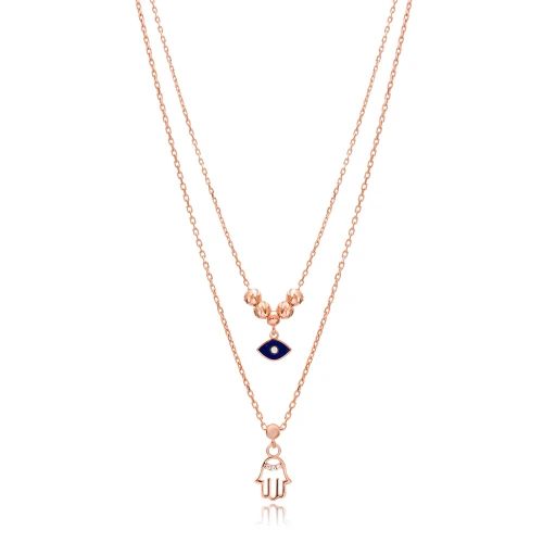 Turkish Evil Eye And Hamsa Layered 925 Silver Pendant