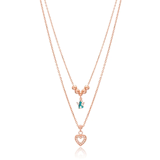 Turkish Heart And Angel Layered Sterling Silver Pendant - Sade 925 Silver Jewelry