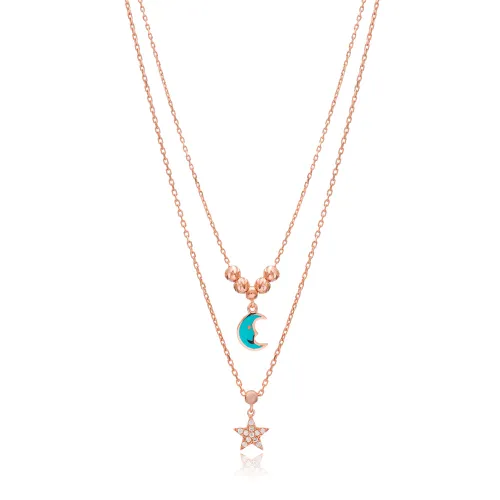 Turkish Moon And Star Layered Sterling Silver Pendant