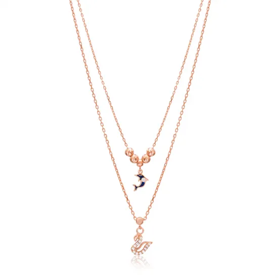 Swan and Dolphin Layered Design Pendant Wholesale 925 Sterling Silver Jewelry Swan and Dolphin Layered Design Pendant Wholesale 925 Sterling Silver Jewelry