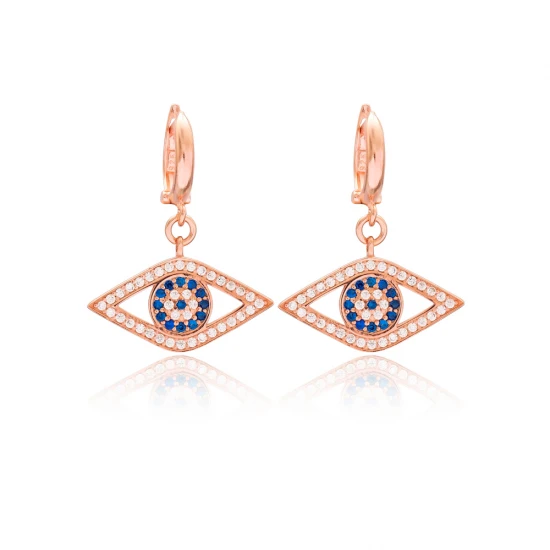 Turkish Evil Eye Dangle 925 Silver Earrings Turkish Evil Eye Dangle 925 Silver Earrings