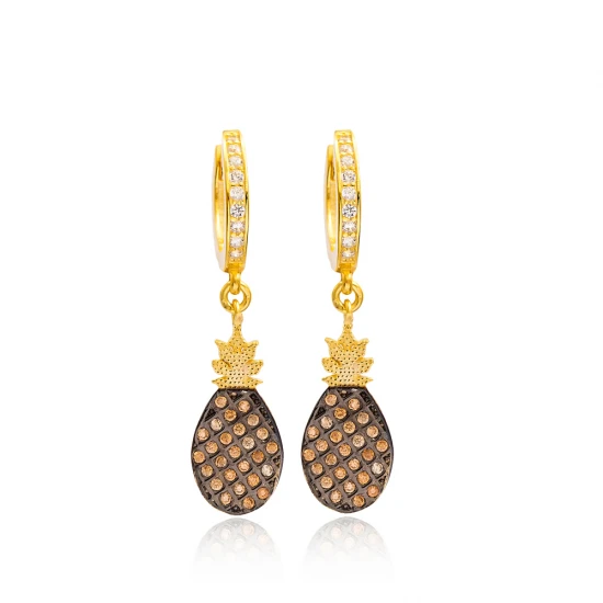 Turkish Pineapple Dangle Sterling Silver Earrings Turkish Pineapple Dangle Sterling Silver Earrings