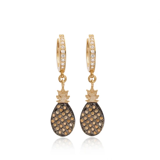 Turkish Pineapple Dangle Sterling Silver Earrings Turkish Pineapple Dangle Sterling Silver Earrings