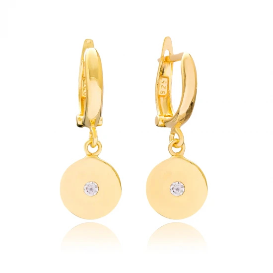 Turkish Round Shape Dangle 925 Sterling Silver Earrings Turkish Round Shape Dangle 925 Sterling Silver Earrings
