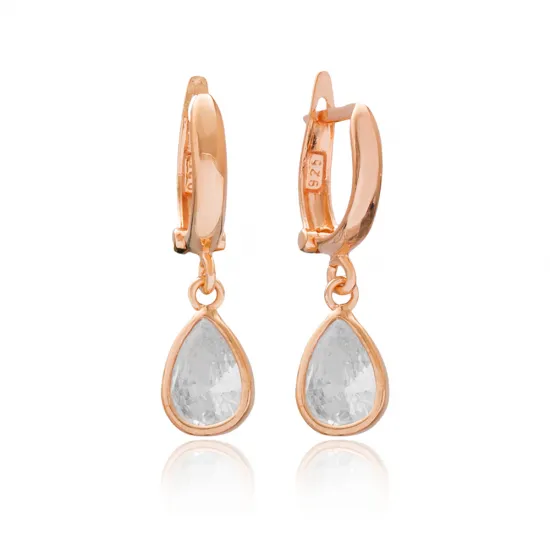 Pearly Drop Shape Dangle Earrings Turkish Wholesale Handmade 925 Sterling Silver Jewelry