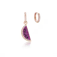 Fashion Ruby Watermelon Design 925 Sterling Silver Earring