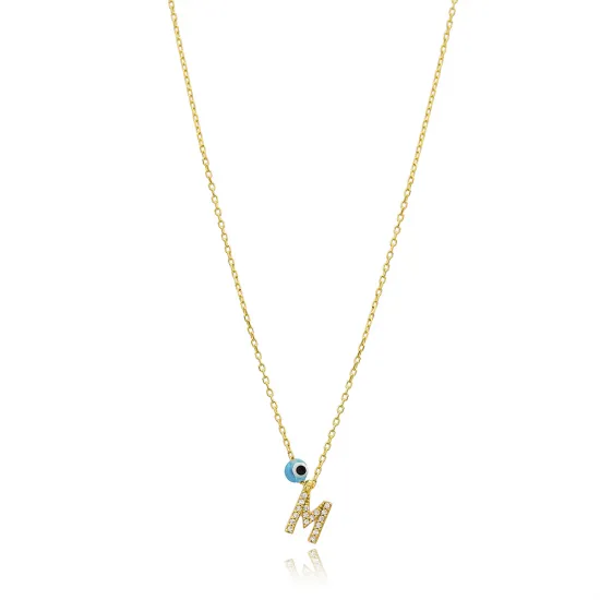 Turkish Alphabet Letter M 925 Sterling Silver Necklace Turkish Alphabet Letter M 925 Sterling Silver Necklace