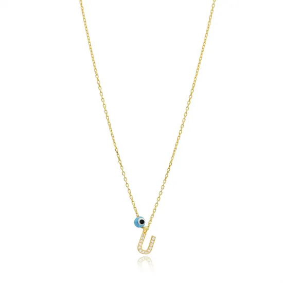 Turkish Alphabet Letter M 925 Sterling Silver Necklace Turkish Alphabet Letter M 925 Sterling Silver Necklace