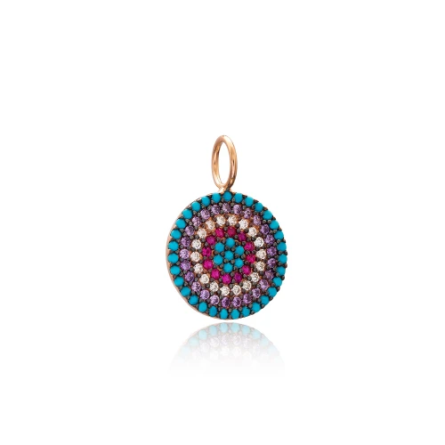Turkish Rainbow Round With Hole 7mm 925 Silver Pendant Turkish Rainbow Round With Hole 7mm 925 Silver Pendant