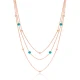 Turquoise Triple Layer Chain Sterling Silver Necklace - Sade 925 Silver Jewelry